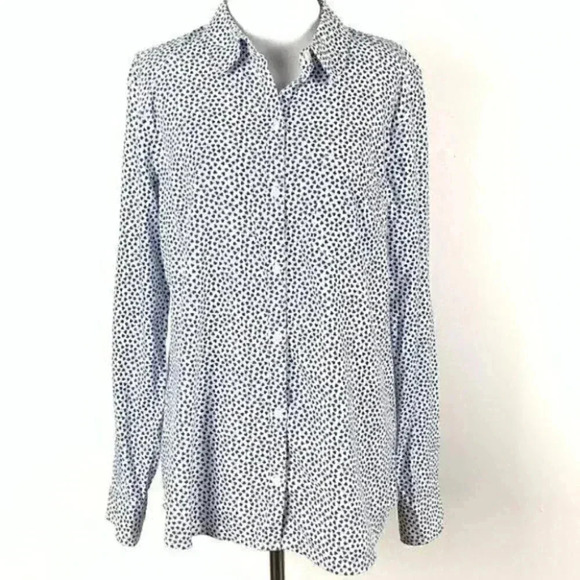 Gap factory womens top size M button down blue white hearts - Picture 7 of 7